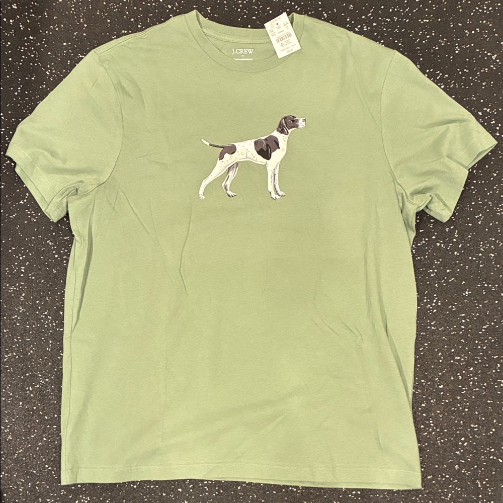 J. Crew Olive Dog Print T-Shirt